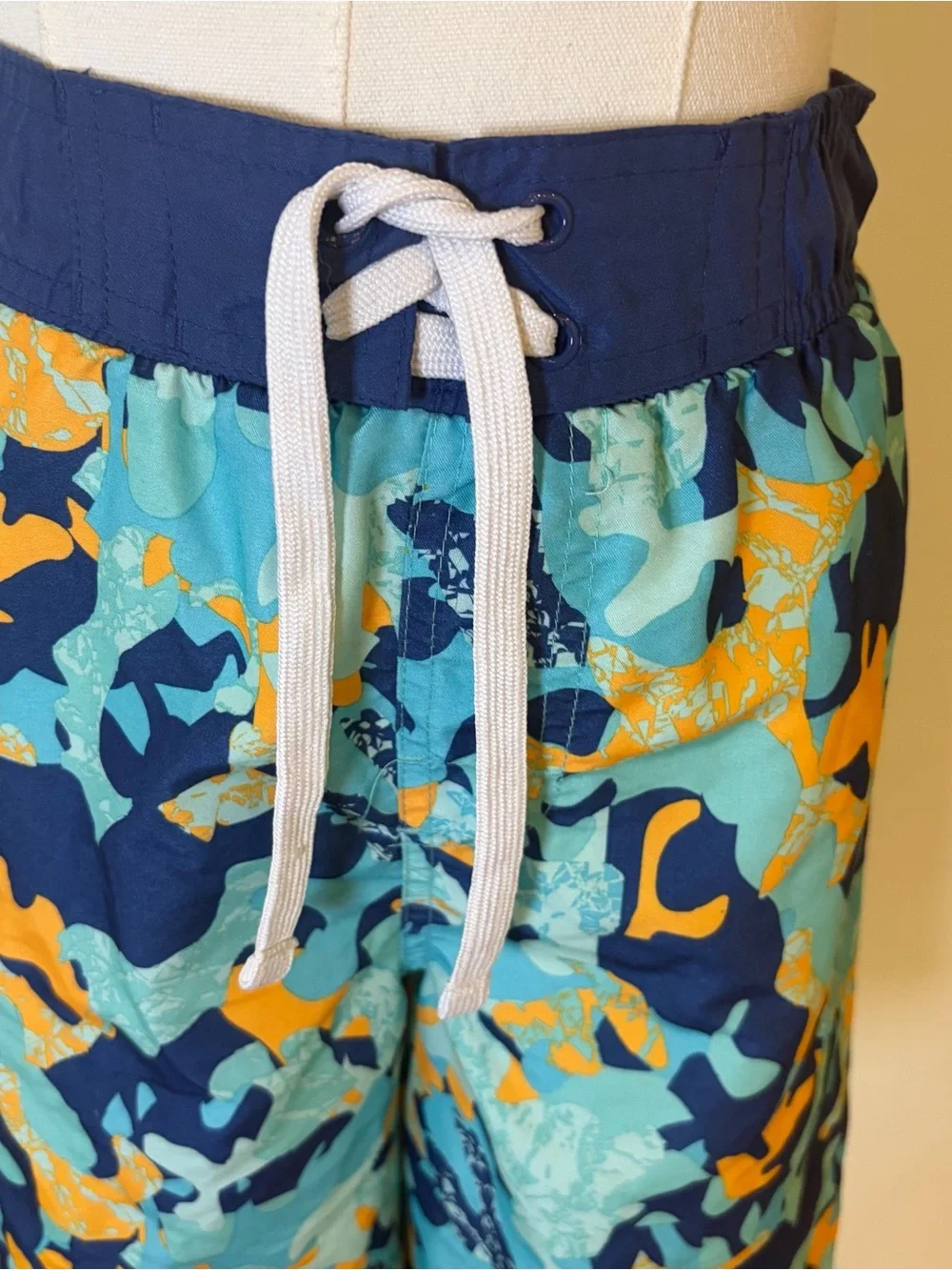 Joe Boxer Boys Blue Orange Camo Swim Trunks Board Shorts L 10-12